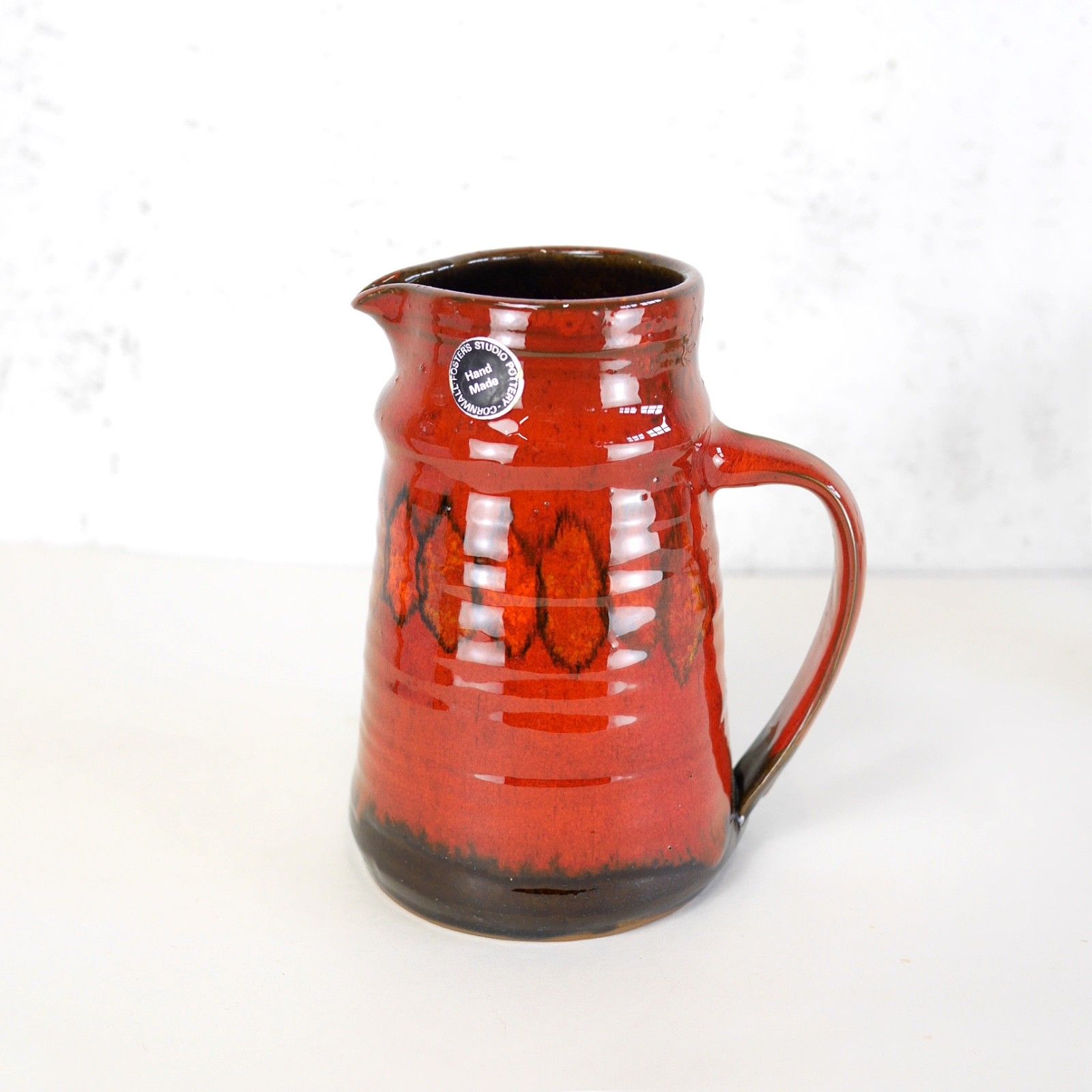 Vintage Mid Century Red Studio Pottery Vase Jug Cornwall #103130 photo buy