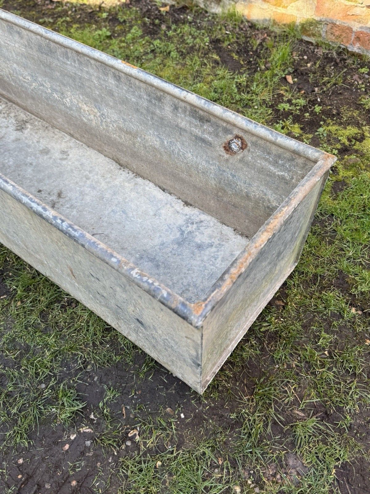 Large Vintage Galvanised Metal Water Trough Planter Garden Pond 243cm W5 photo furniture