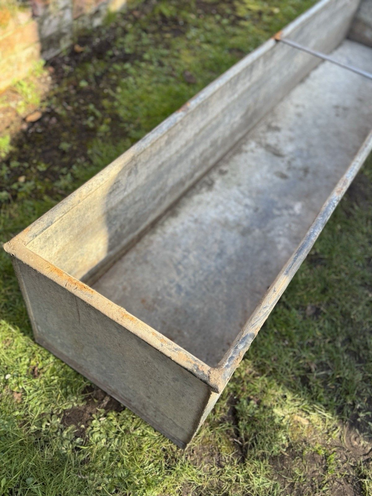 Large Vintage Galvanised Metal Water Trough Planter Garden Pond 243cm W5 photo Garden Decor