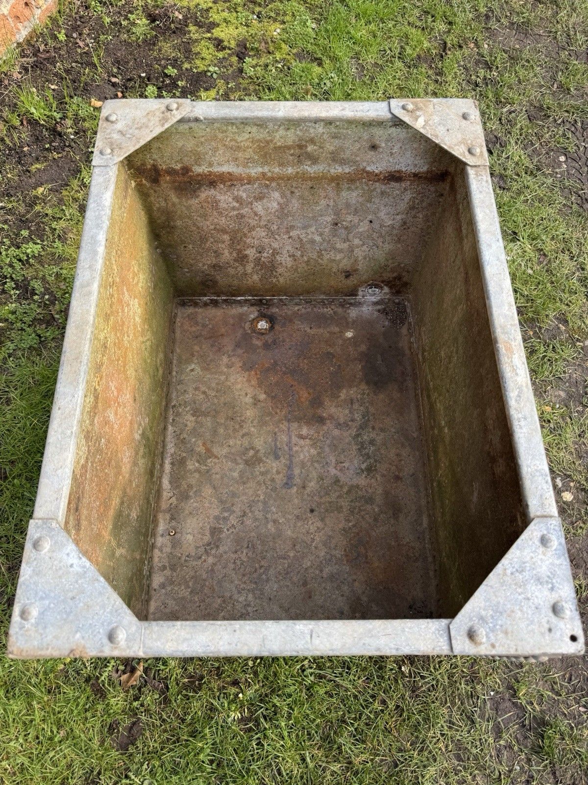 Riveted Galvanised Trough Planter /  Raised Flower Bed Plant Olive Tree Pot W2 photo for sale