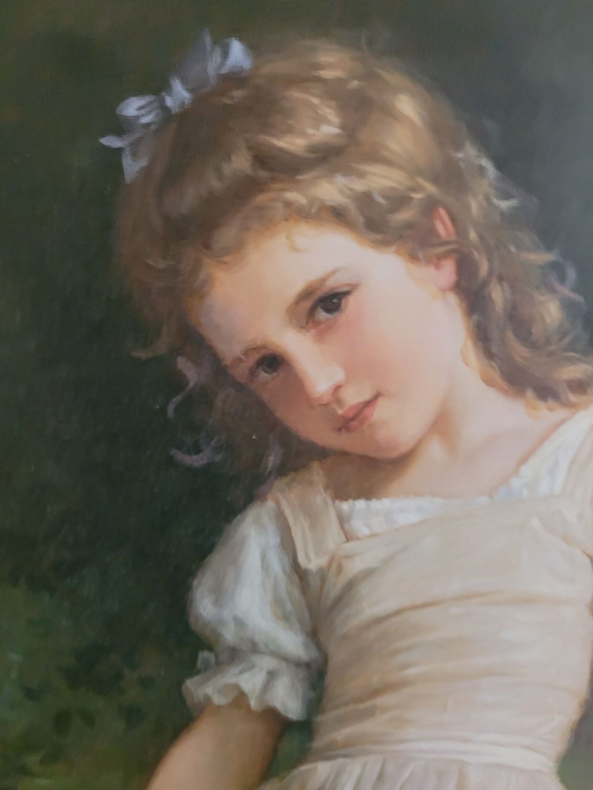 Oil On Canvas Portrait Of A Girl "The Mischievous One " After Bouguereau photo furniture
