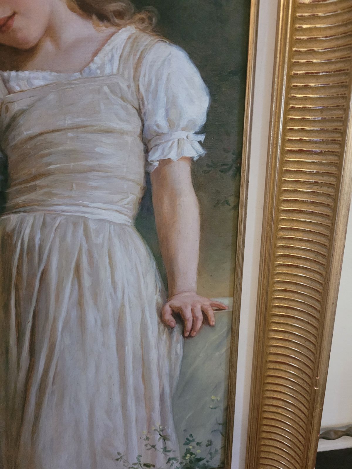 Oil On Canvas Portrait Of A Girl "The Mischievous One " After Bouguereau photo Art
