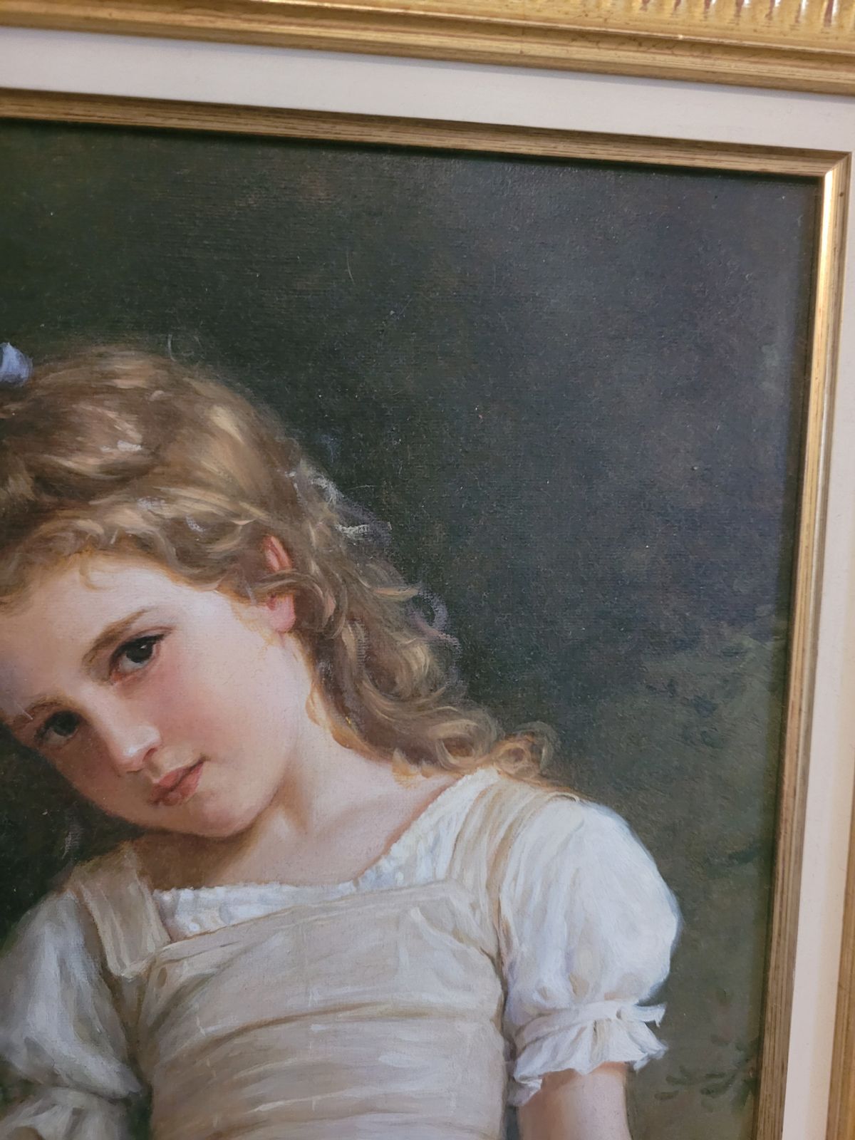 Oil On Canvas Portrait Of A Girl "The Mischievous One " After Bouguereau photo 350.0