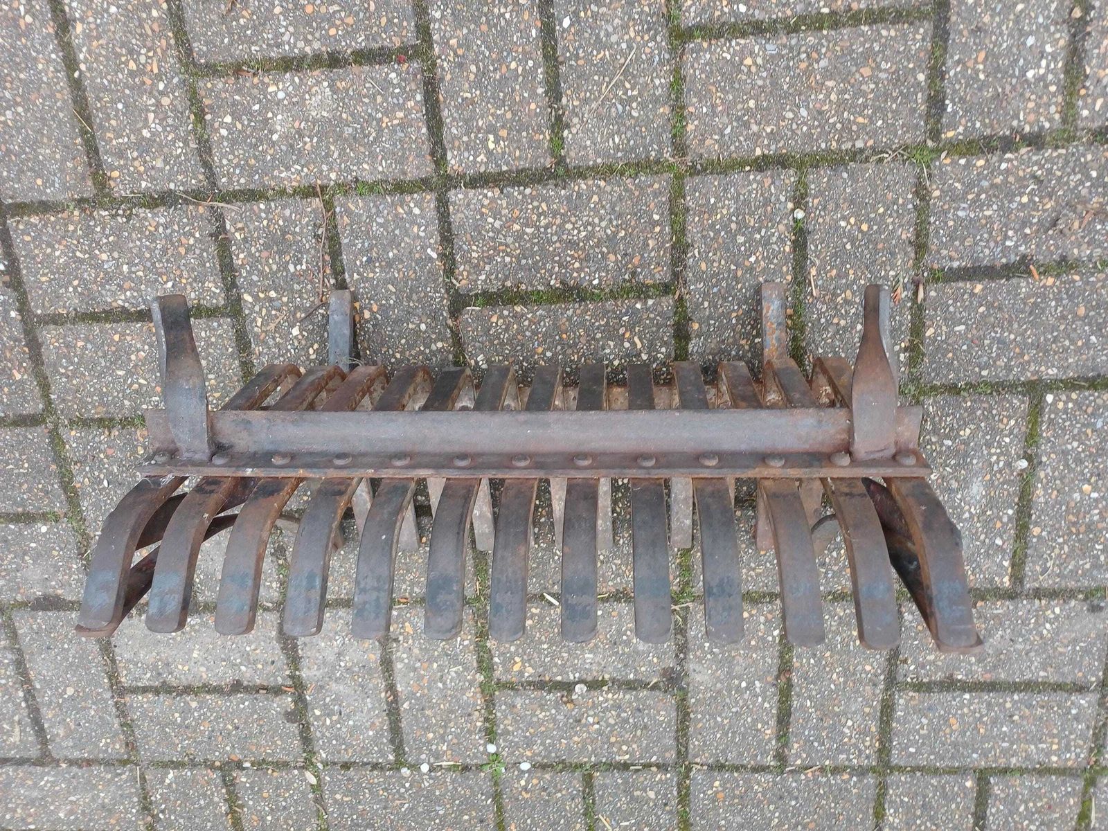photo for sale Vintage Wrought Iron Fireplace Grate Handmade Fire Basket Heavy Iron Fire Grate Rustic Hearth Log Holder Traditional Fireplace