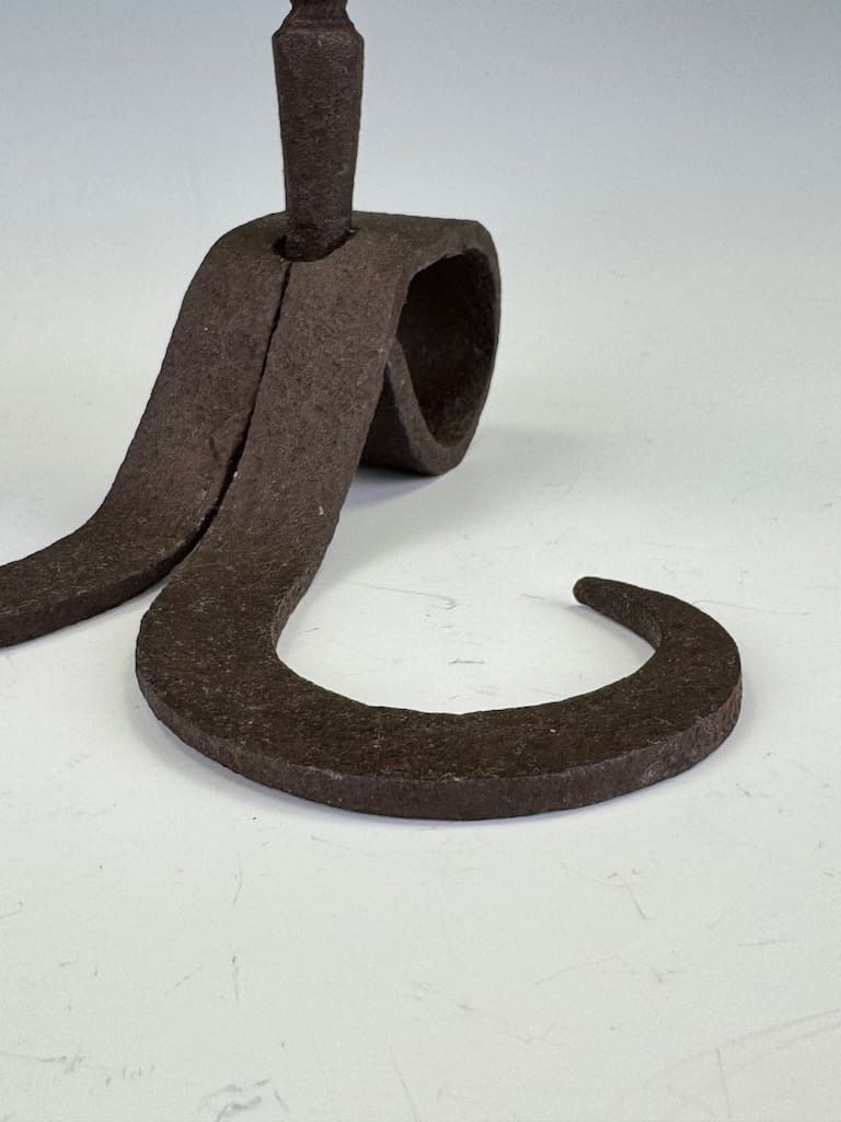 18th Century Flemish Hand Forged Iron Candle Holders – Antique Pair photo vintage