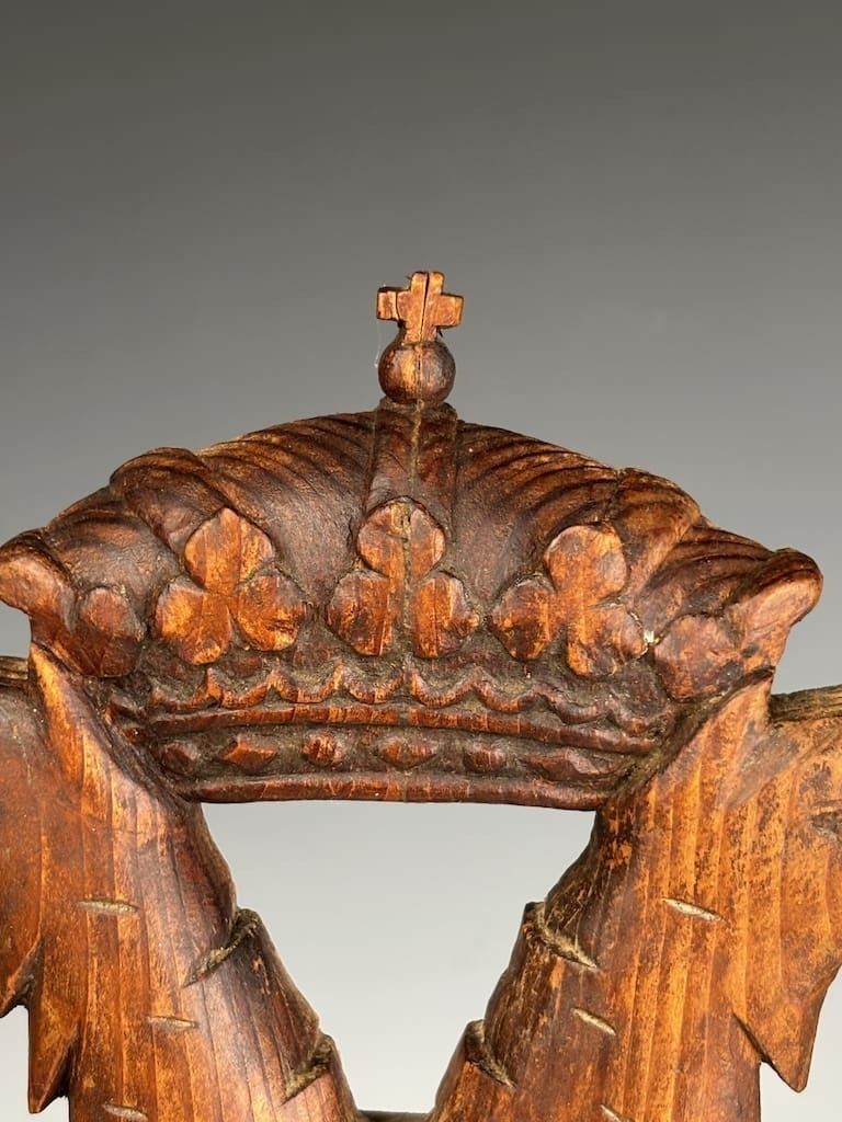 Home Decor King Charles Spanish Toledo Coat Of Arms – Hand Carved Double Headed Eagle Heraldic Shield photo