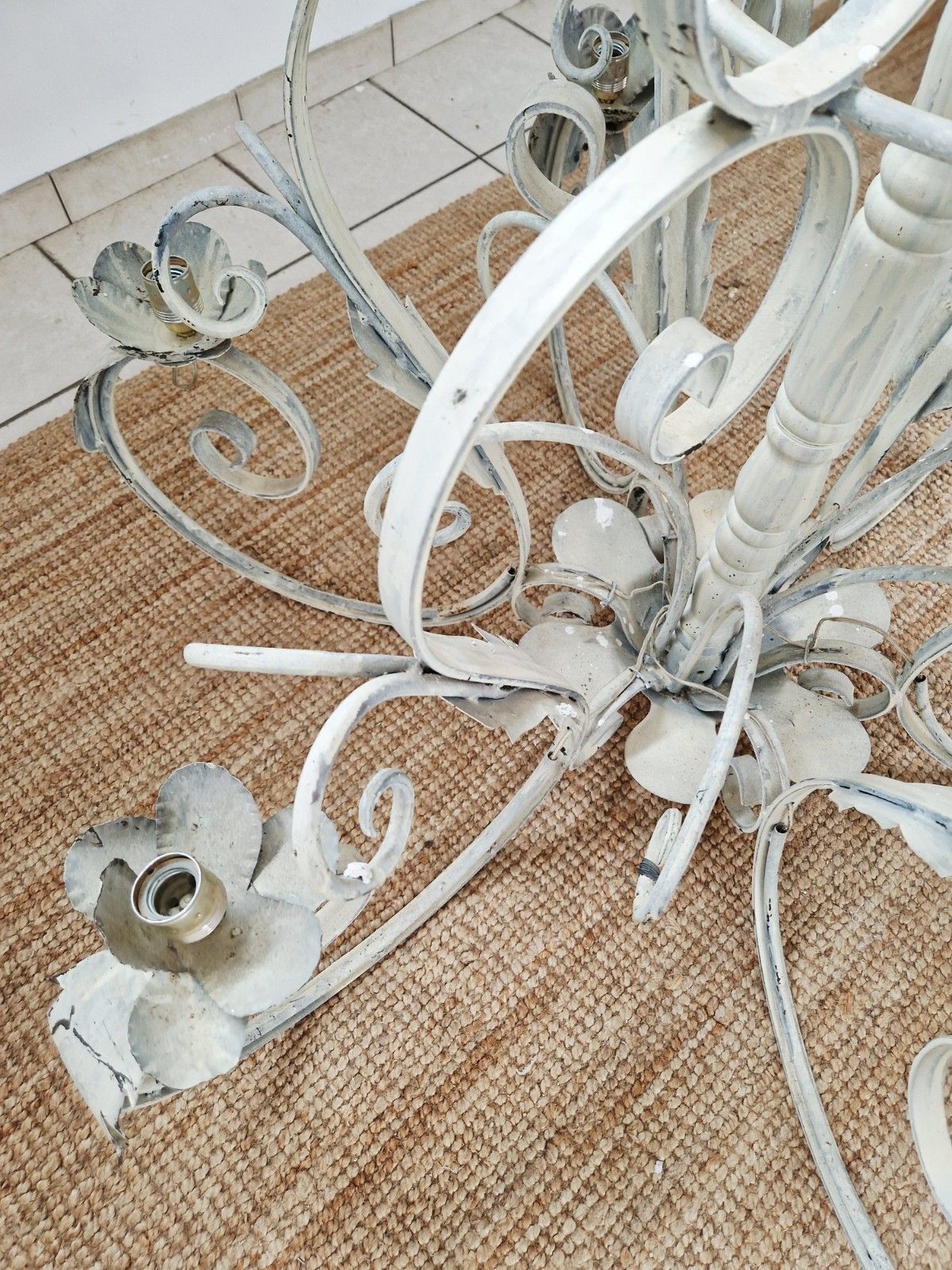 Pair Of Large Antique French Chandelier Lights 1.5m photo vinterior