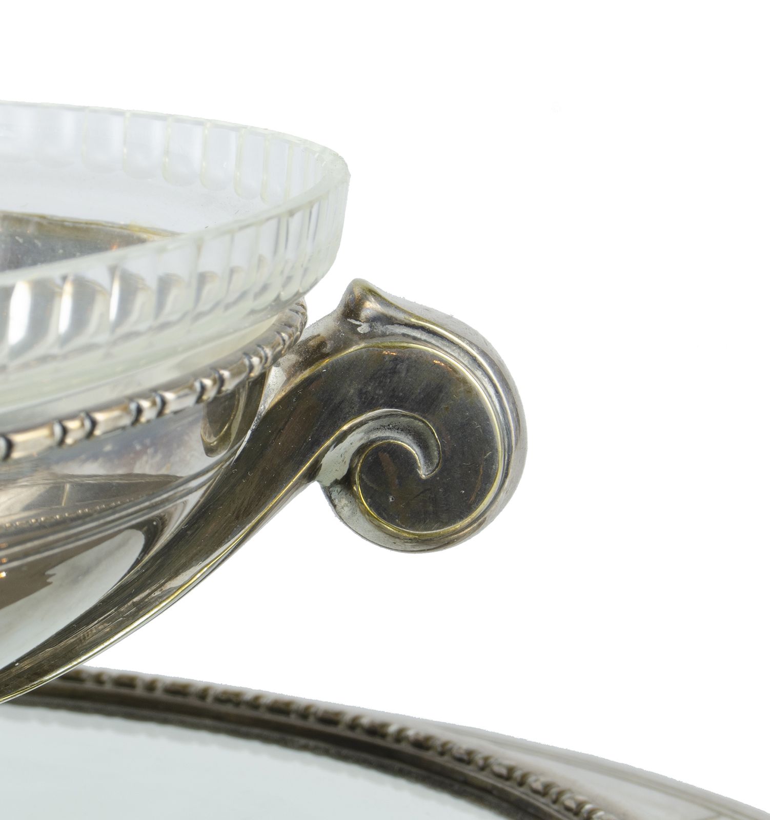 1930s Art Déco Silver Plated Metal And Glass Oval Centerpiece Bowl By Bafico, France photo 4300.0