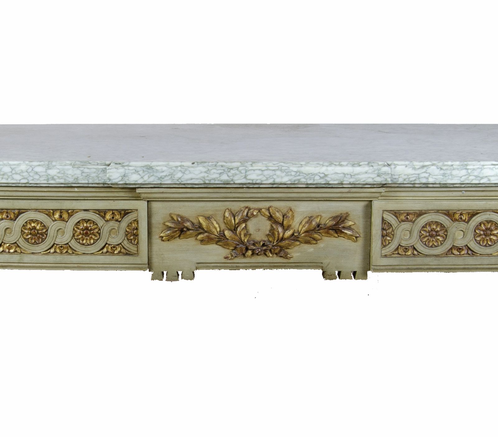 Late 19th Century Empire Giltwood Demi Lune Console With Marble Top By Maison Jansen, France photo for sale