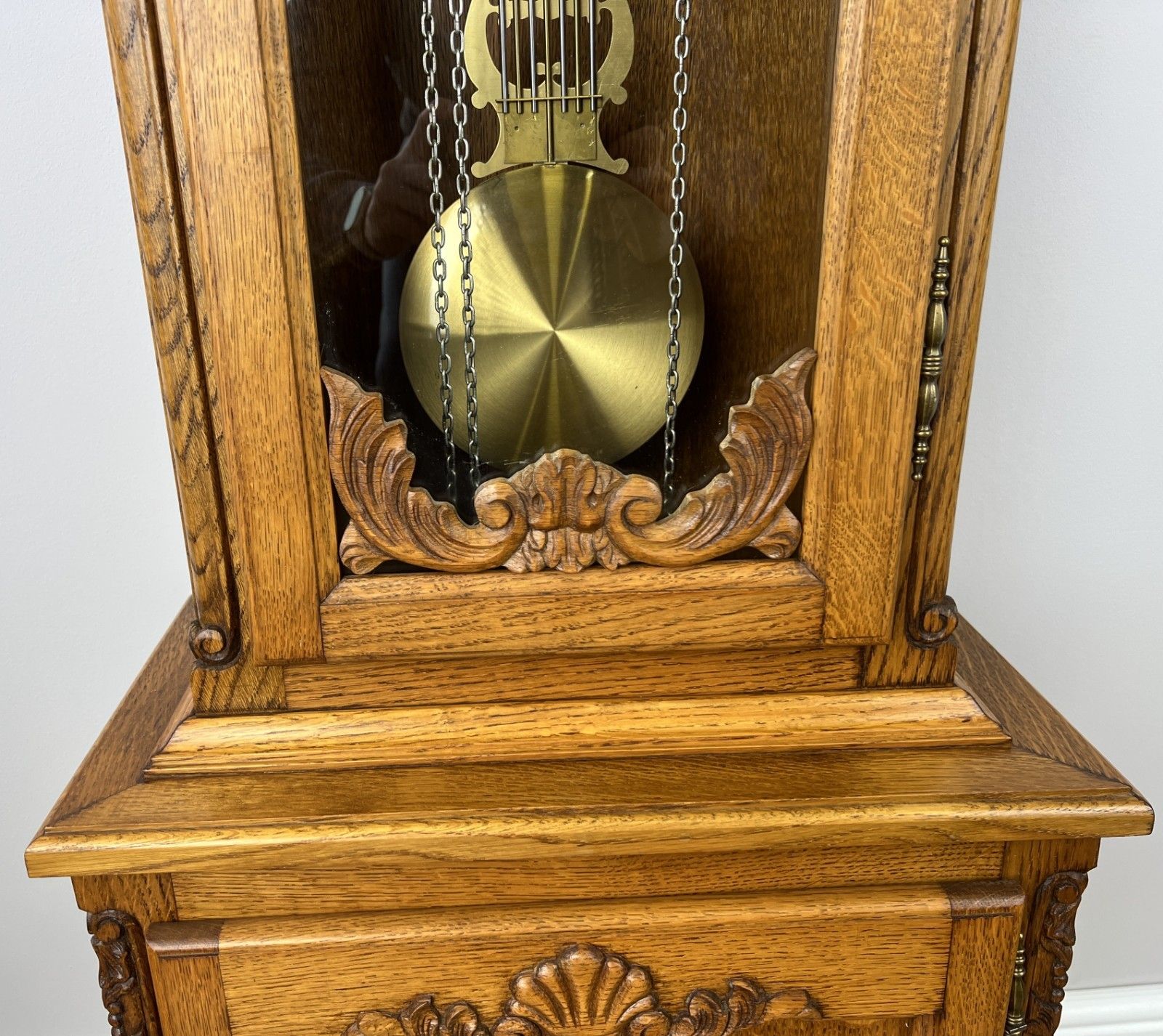 Grandfather Clock Vintage French Louis Oak Carved  Decorative Clock Lot 4882 photo 999.0