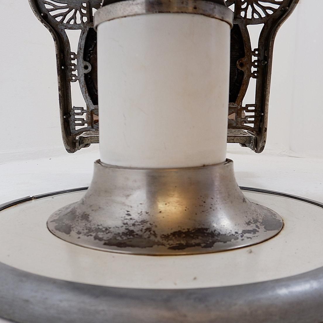 photo for sale Koken Original Brown Leather & White Enameled Cast Iron Barber Chair, Circa 1918