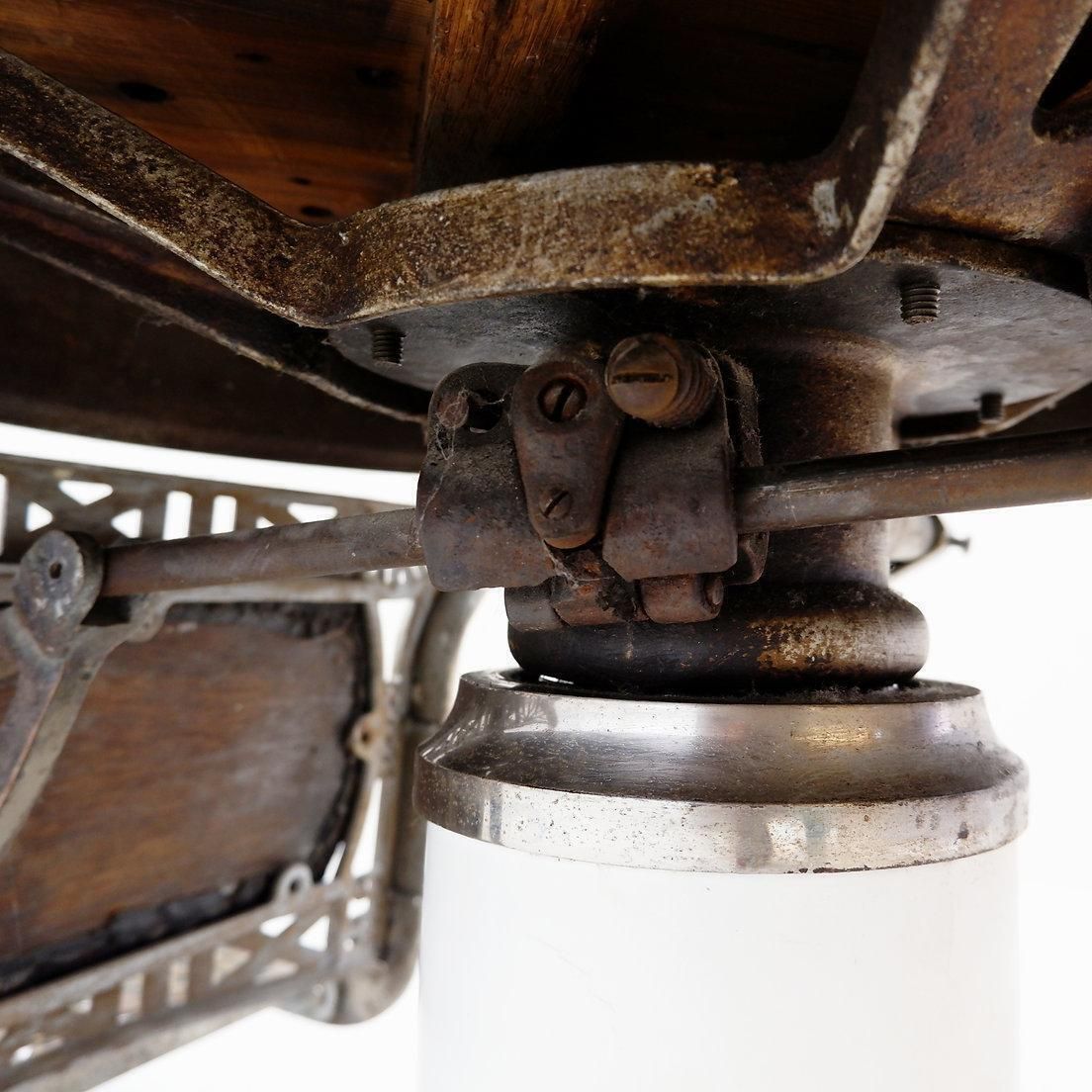 Furniture Koken Original Brown Leather & White Enameled Cast Iron Barber Chair, Circa 1918 photo