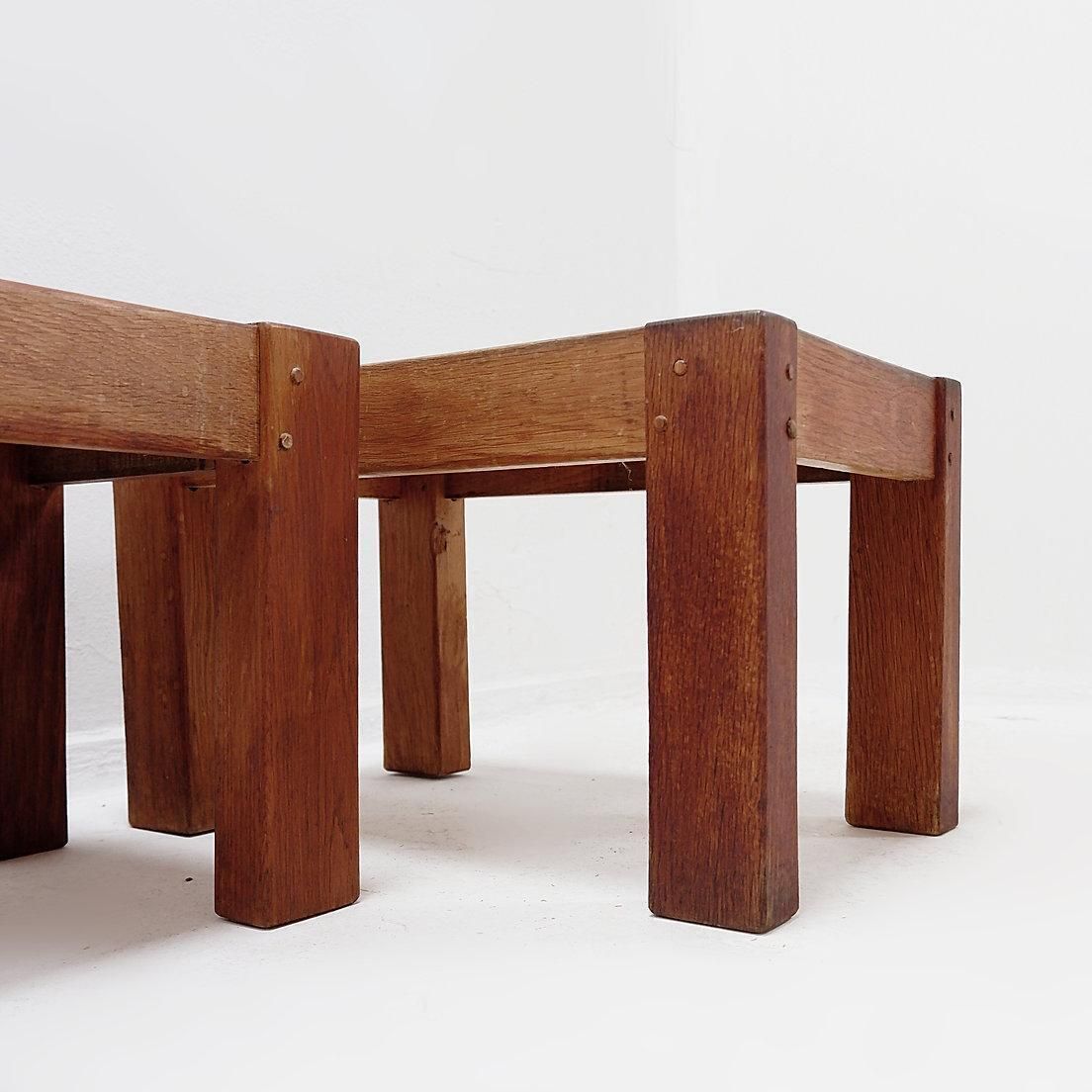 477.0 Pair Of Rustic Wabi Sabi Side Tables, Wooden, Brutalist Style, 1960 photo