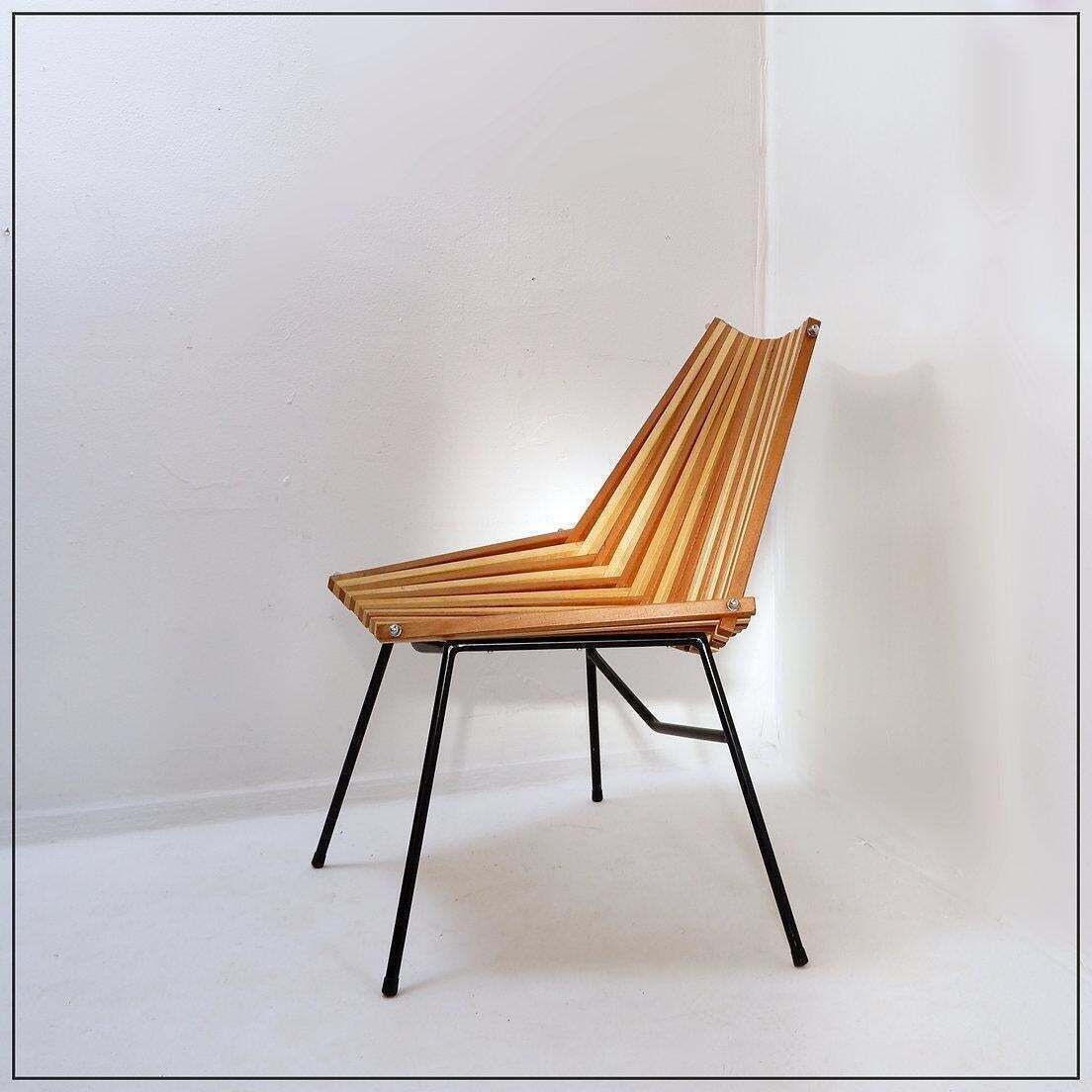 Furniture “Slats” Side Chair Chair In The Style Of Mod. 218 By Dirk Van Sliedregt For Rohé photo