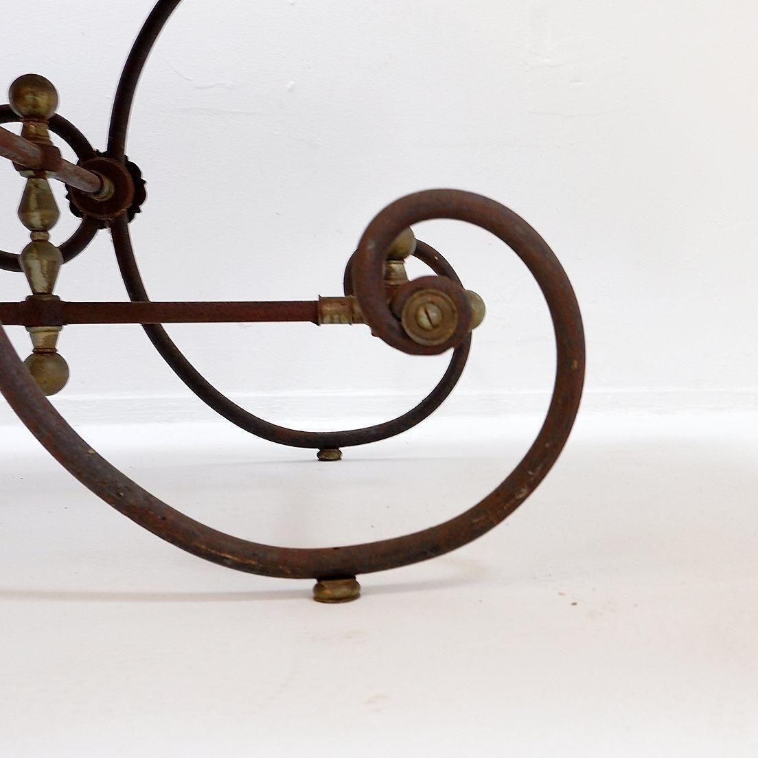 Large 19th French Butcher's Table In Wrought Iron And Red Marble photo vinterior