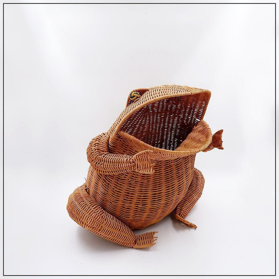 Vintage Wicker Frog And Scoubidou Olivier Cajan 1970' photo for sale