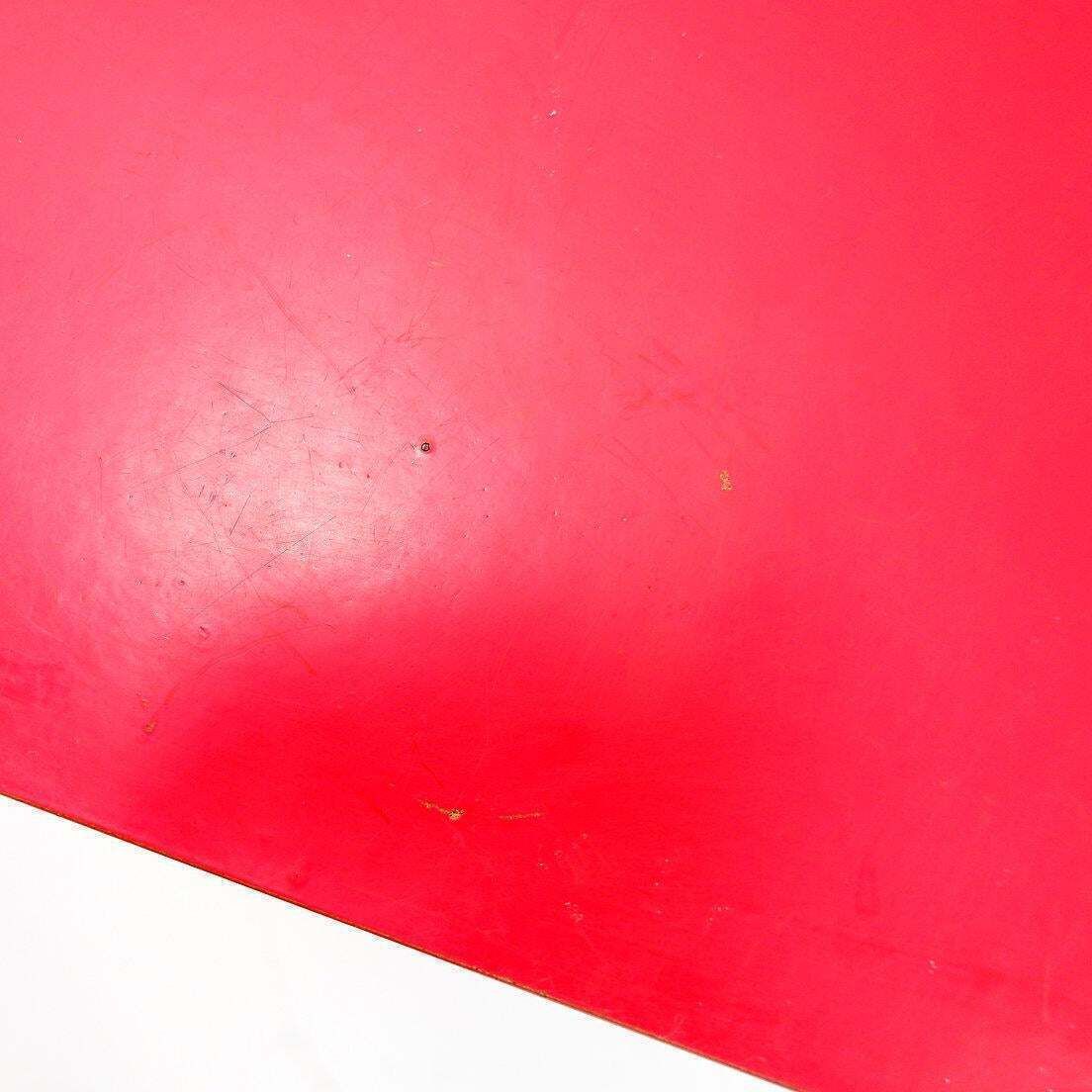 photo furniture Small Side Table With Turned Legs And Red Top   Josco, Made In Belgium   1950s