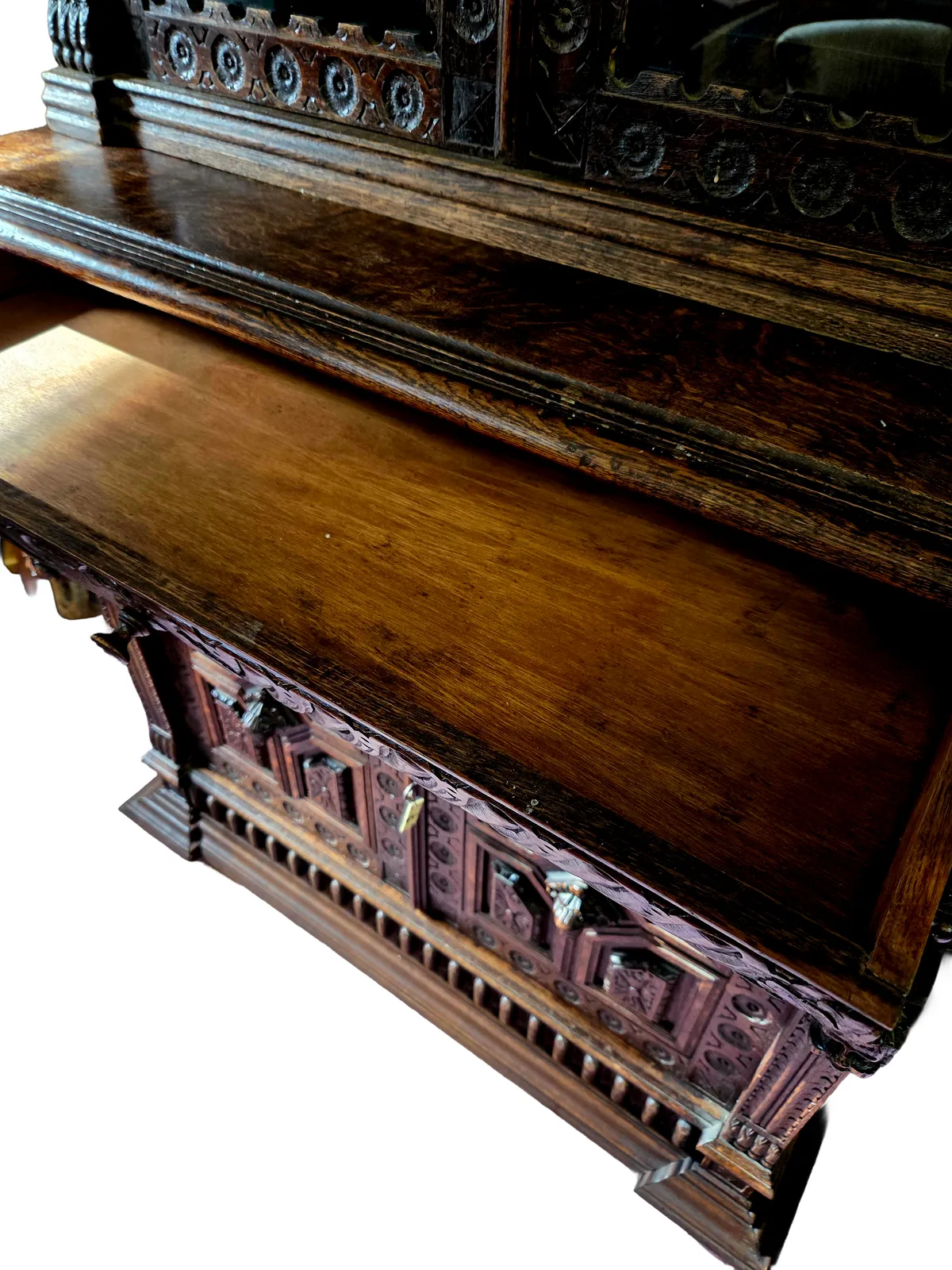 Large 19th Century Dutch Neo Renaissance Carved Oak Library Cabinet Bookcase C.1880 photo 2800.0