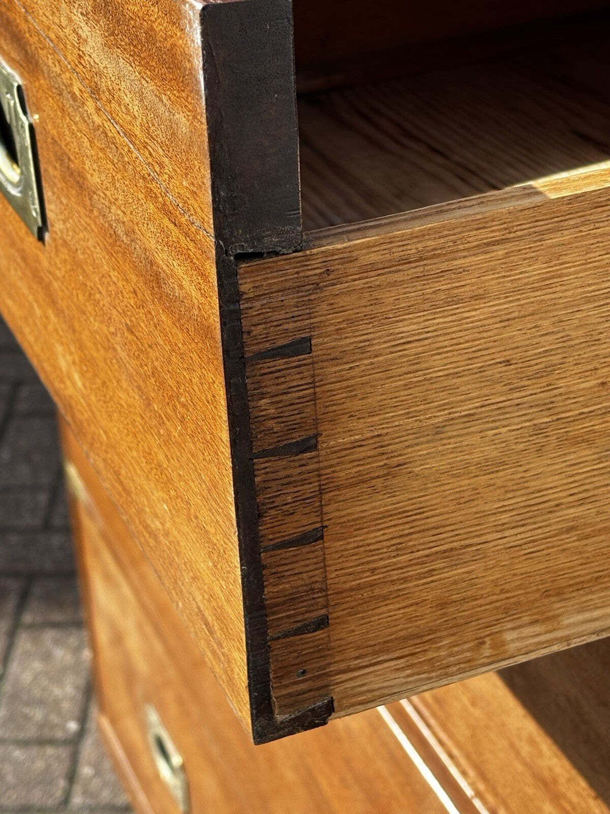Brass Bound Mahogany Campaign Chest, Stamped Ross & Co, Dublin, Superb Quality. photo for sale