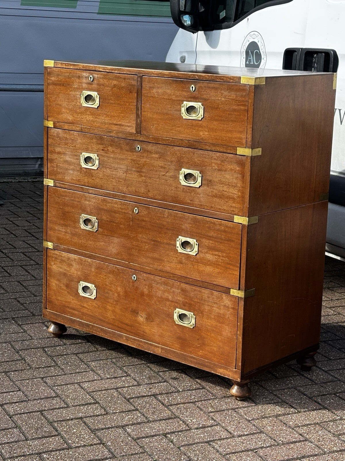 Brass Bound Mahogany Campaign Chest, Stamped Ross & Co, Dublin, Superb Quality. photo Furniture