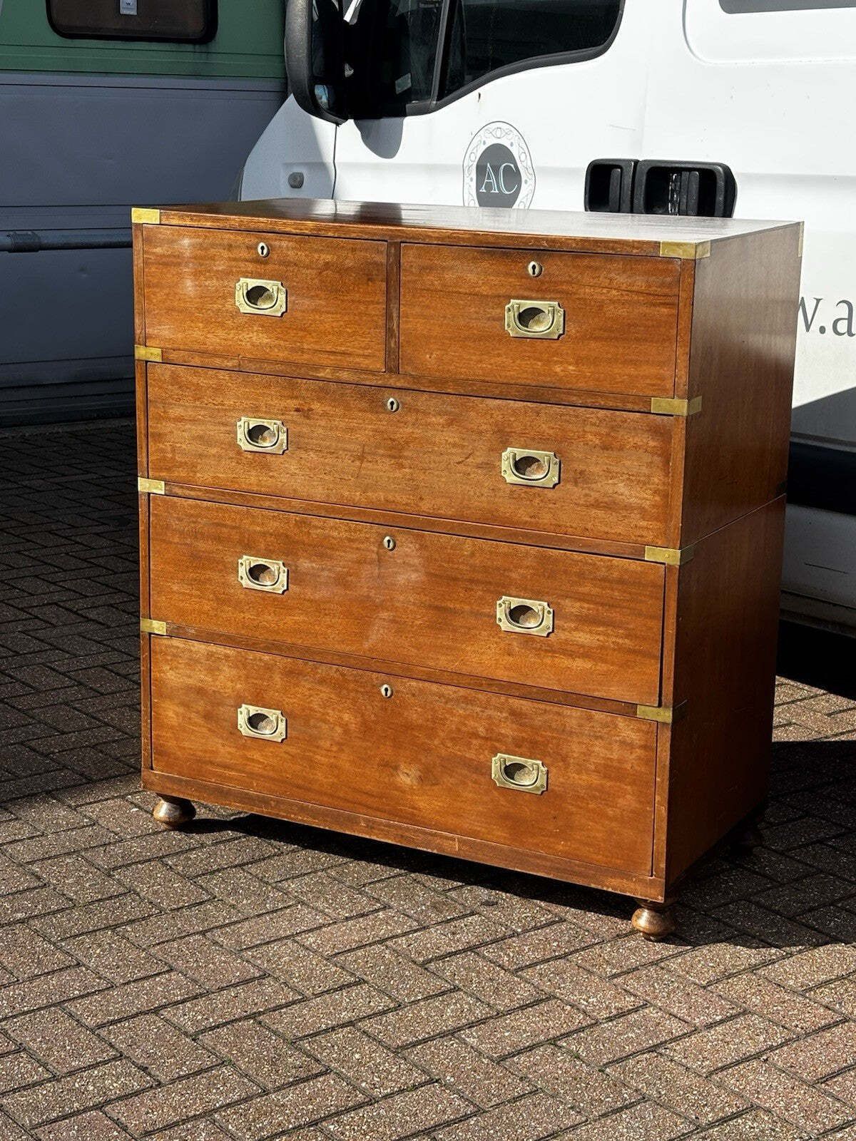Brass Bound Mahogany Campaign Chest, Stamped Ross & Co, Dublin, Superb Quality. photo 2795.0