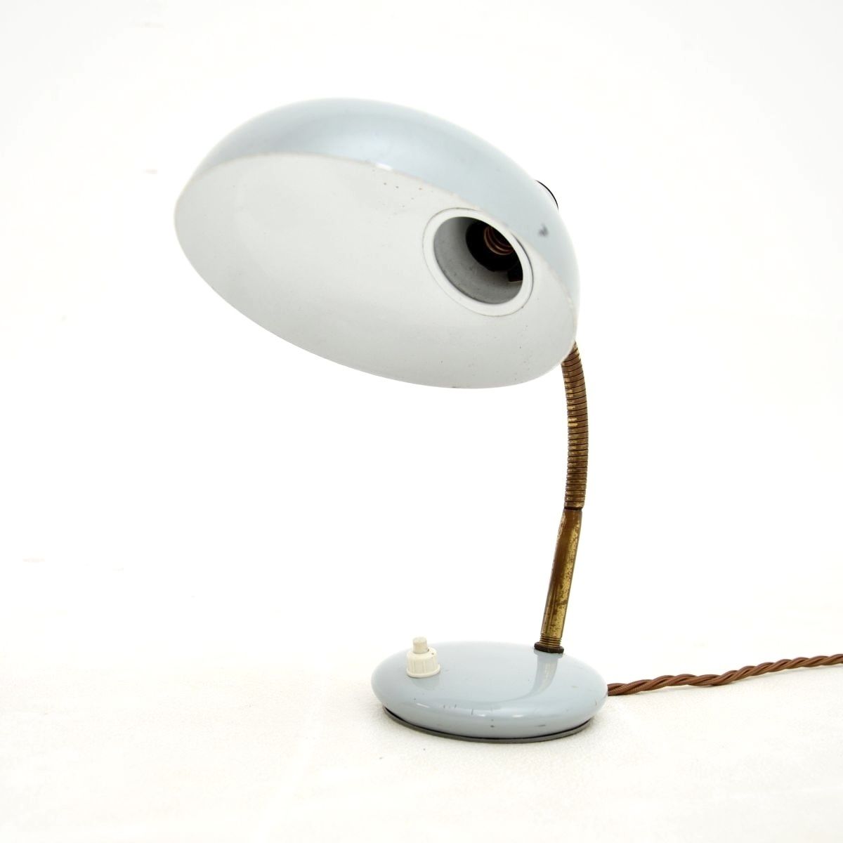 Vintage French Enamelled Tole And Brass Desk Lamp photo 254.0