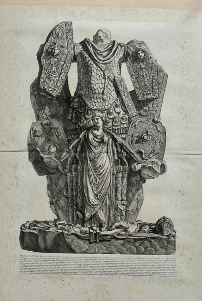 Large Engraving Giovanni Battista Piranesi. Octave Auguste Trophies. 1753