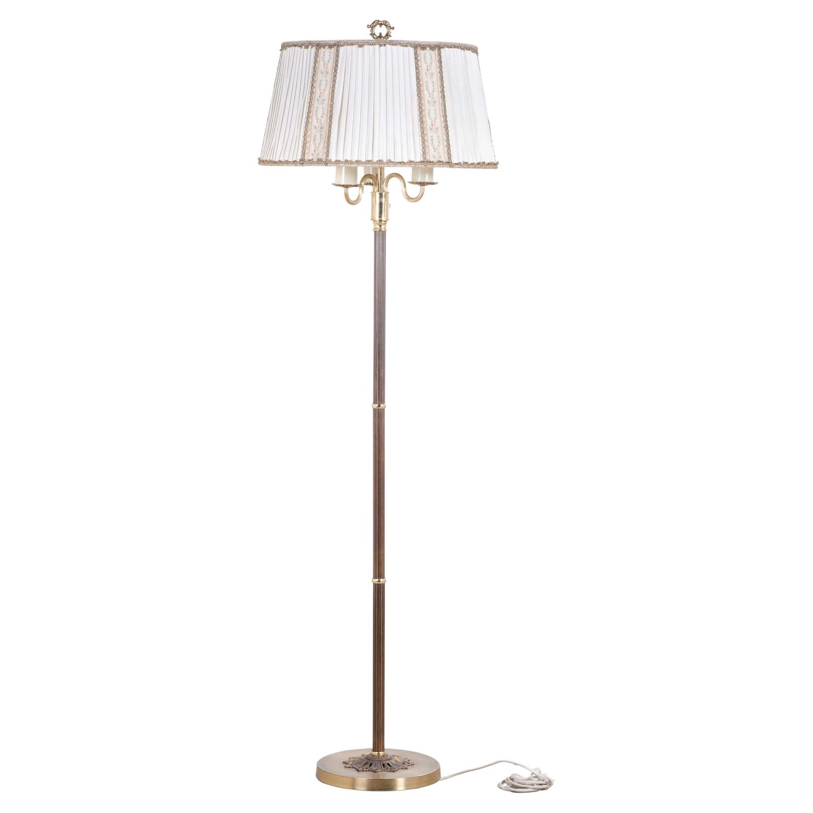 Danish 1960s Three Arm Floor Lamp In Brass