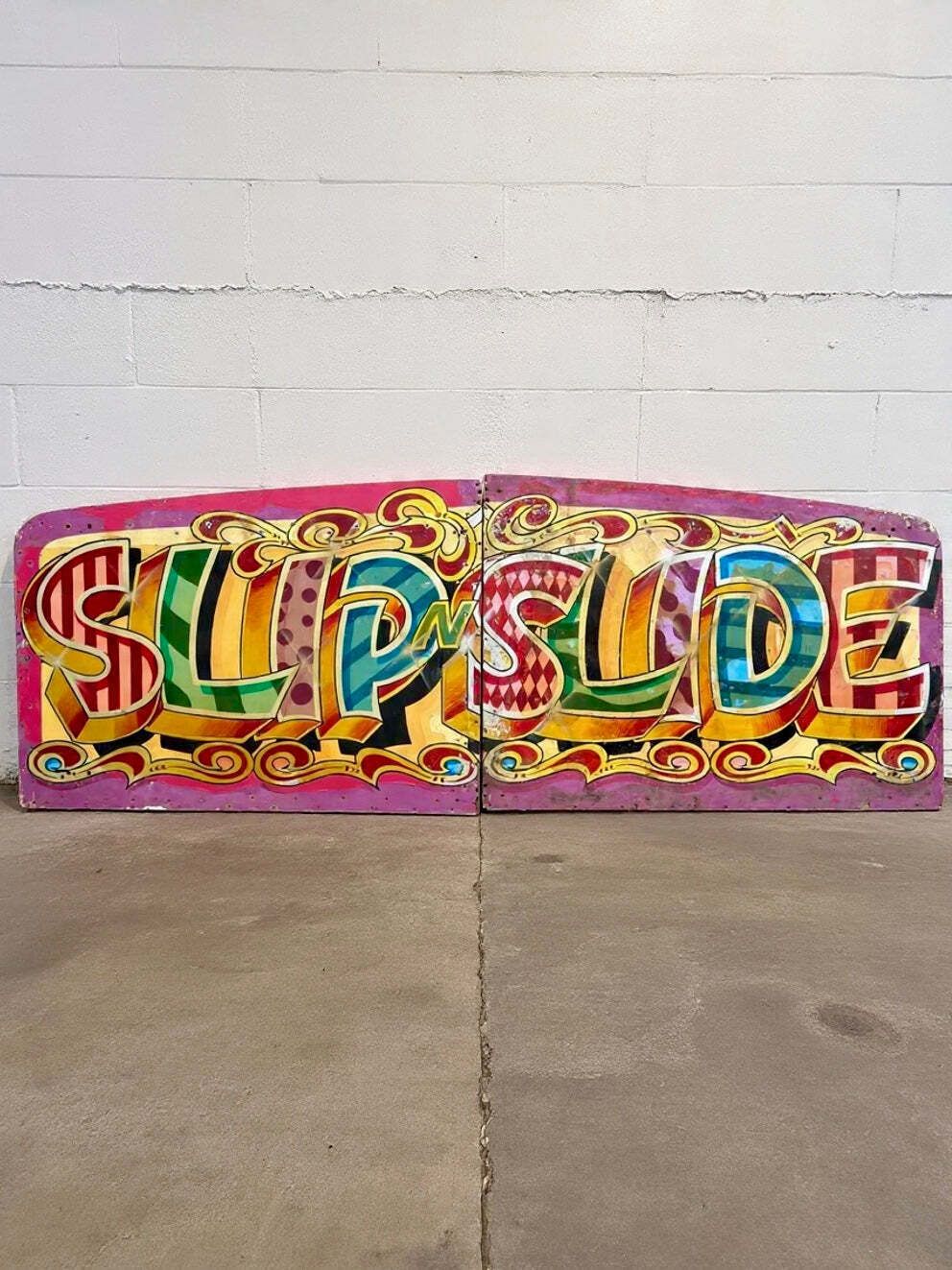 Fair Ground Art Slip N Slide Helter Skelter Sign By Fred Fowle