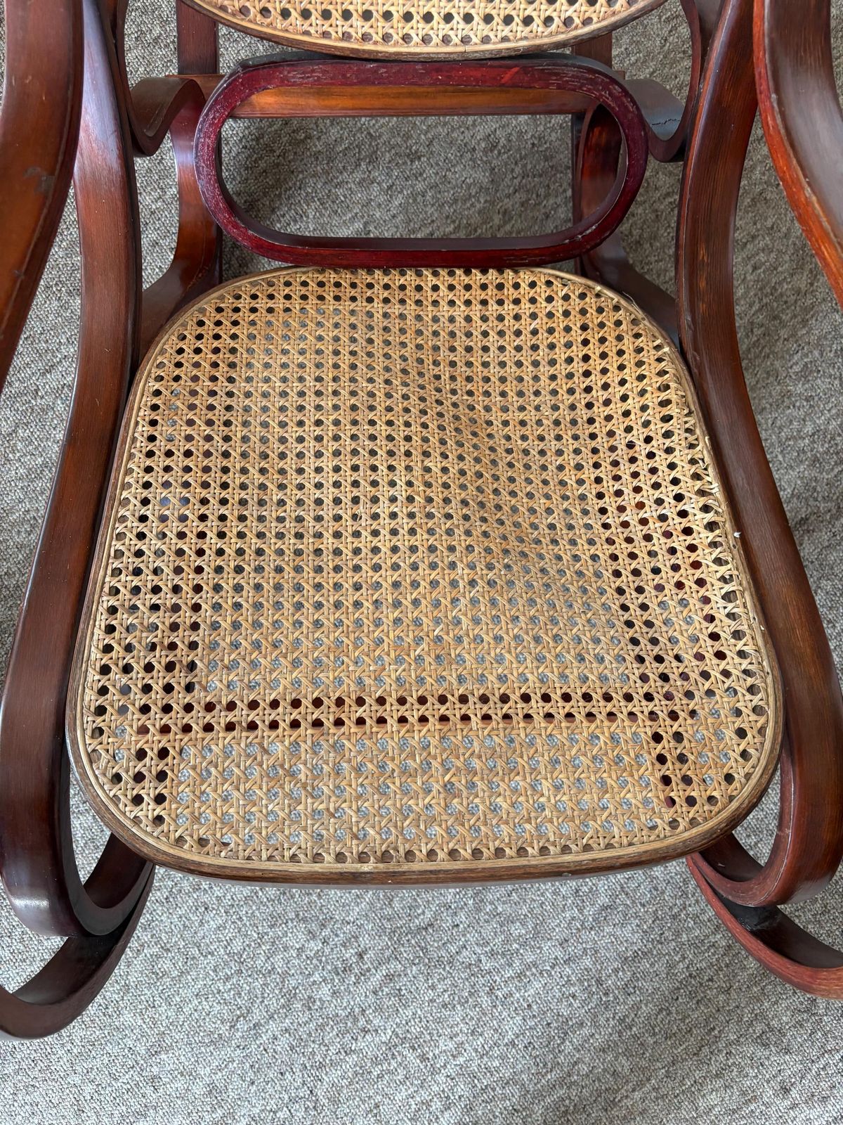 Vintage Rocking Chair Rattan And Bentwood Thonet Style 1970s Retro photo vintage