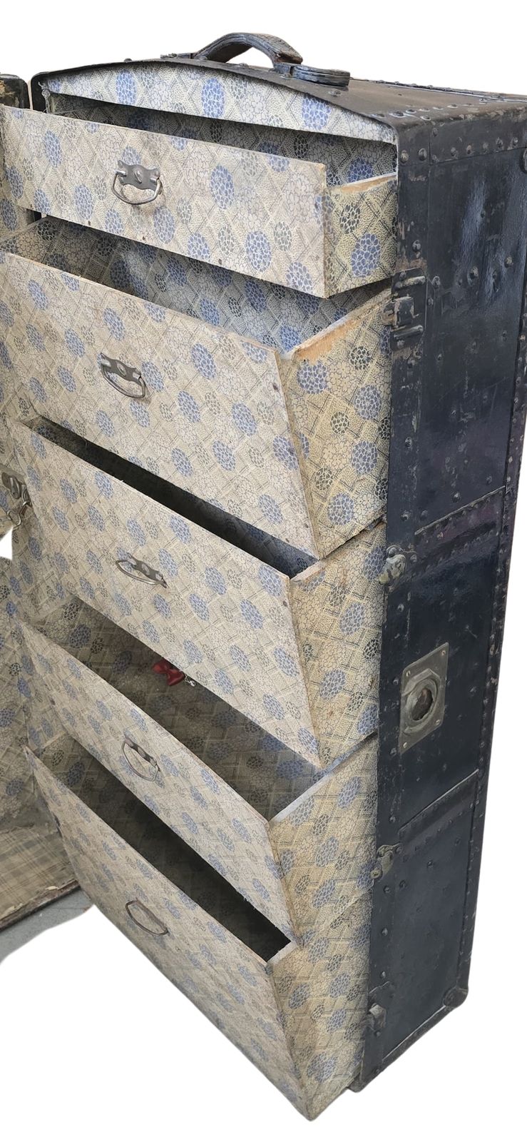 photo vintage Raro Baule Armadio "Steamer Trunk" D'epoca