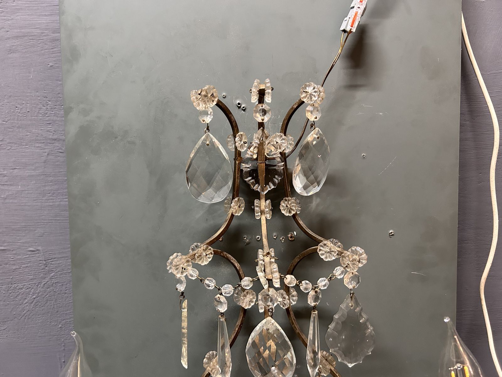 photo for sale Vintage Crystal Wall Sconces, Italy, 1960s   Set Of 2