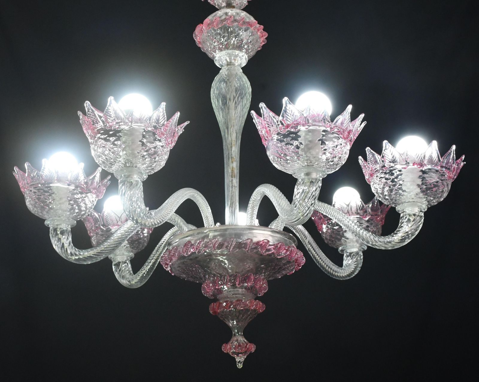 Wonderful Vintage Pink Venetian Chandelier Murano Glass 7 Arms photo buy