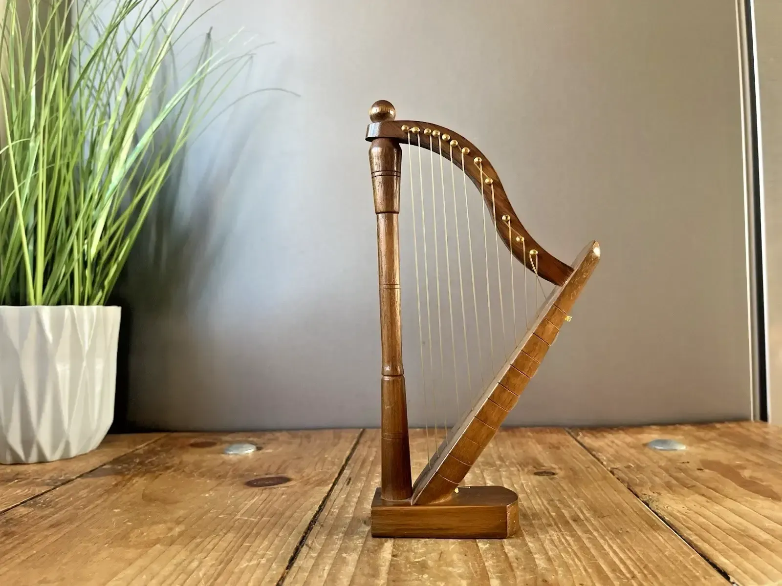Vintage Miniature Model Welsh Wooden Harp Music Display Desk Souvenir Antique photo for sale