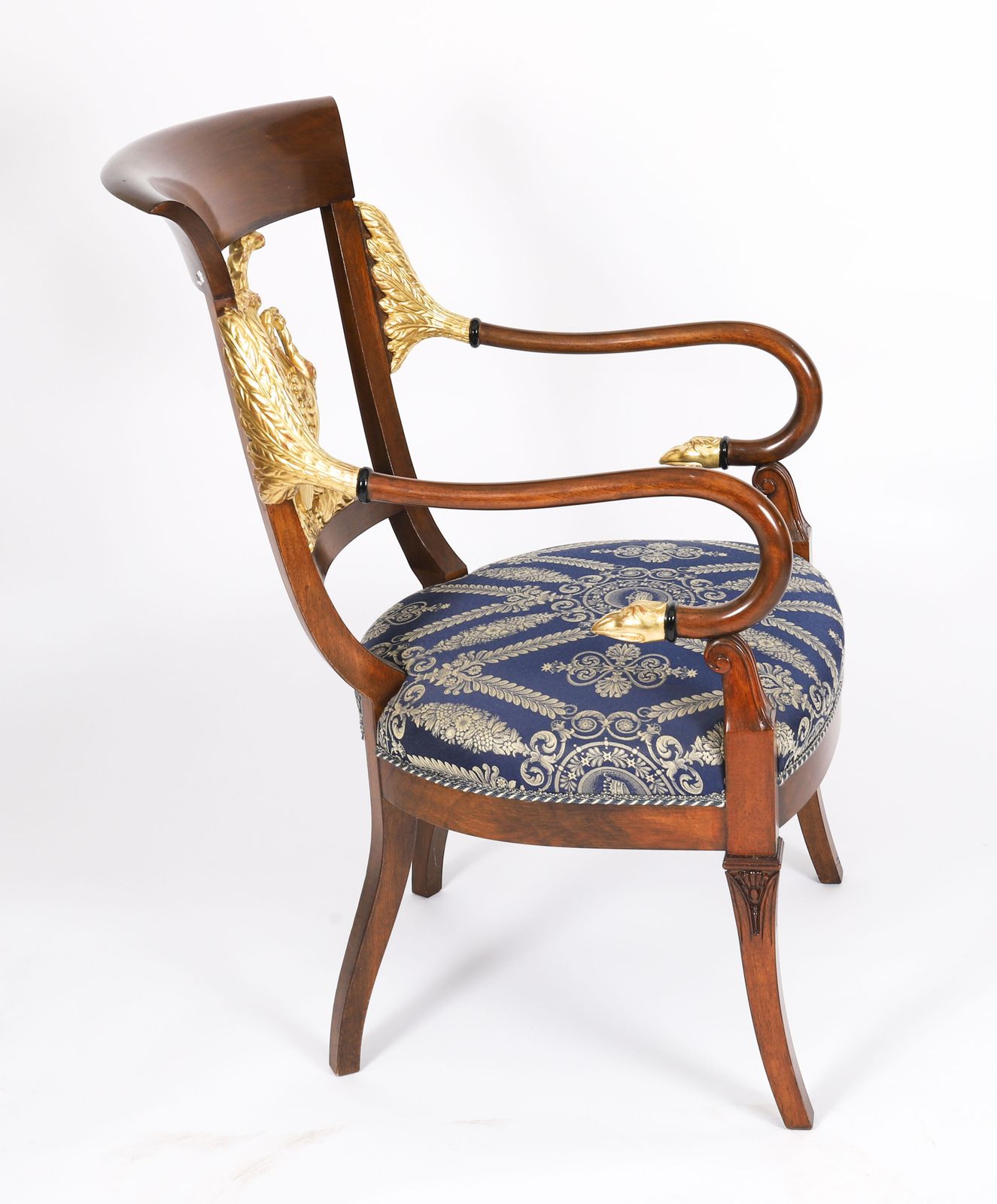 Exceptional Pair Italian Neoclassical Giltwood Armchairs Circa 1900 photo for sale