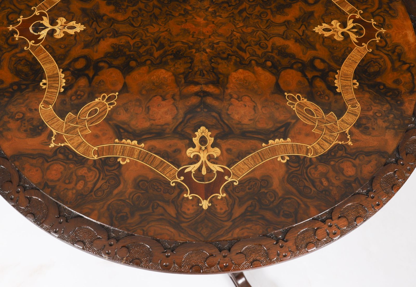Pair Victorian Burr Wanut & Marquetry Occasional Tables 19th C photo Furniture