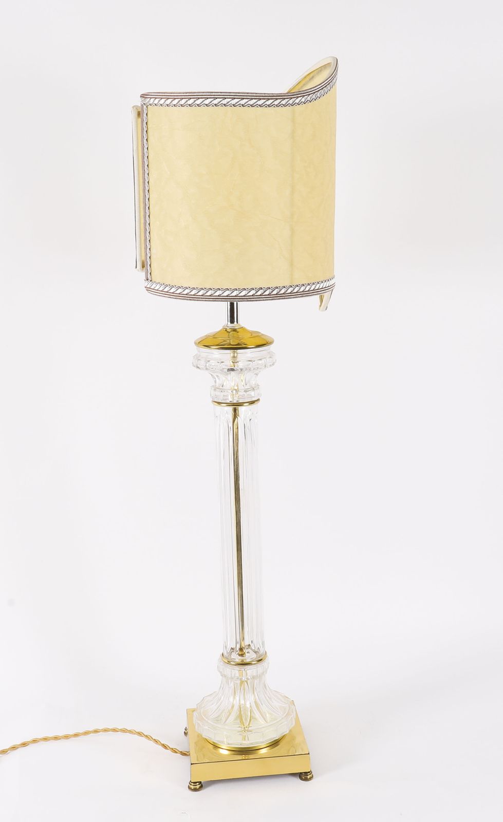 Monumental Pair Art Deco Glass & Ormolu Lamps 20th C photo vintage