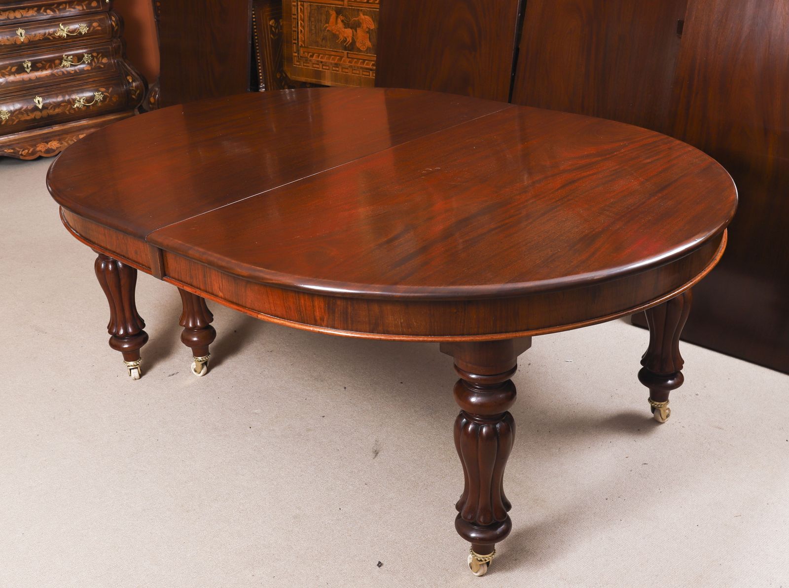 Antique 19th C 16ft Flame Mahogany Extending Dining Table & 16chairs photo vintage