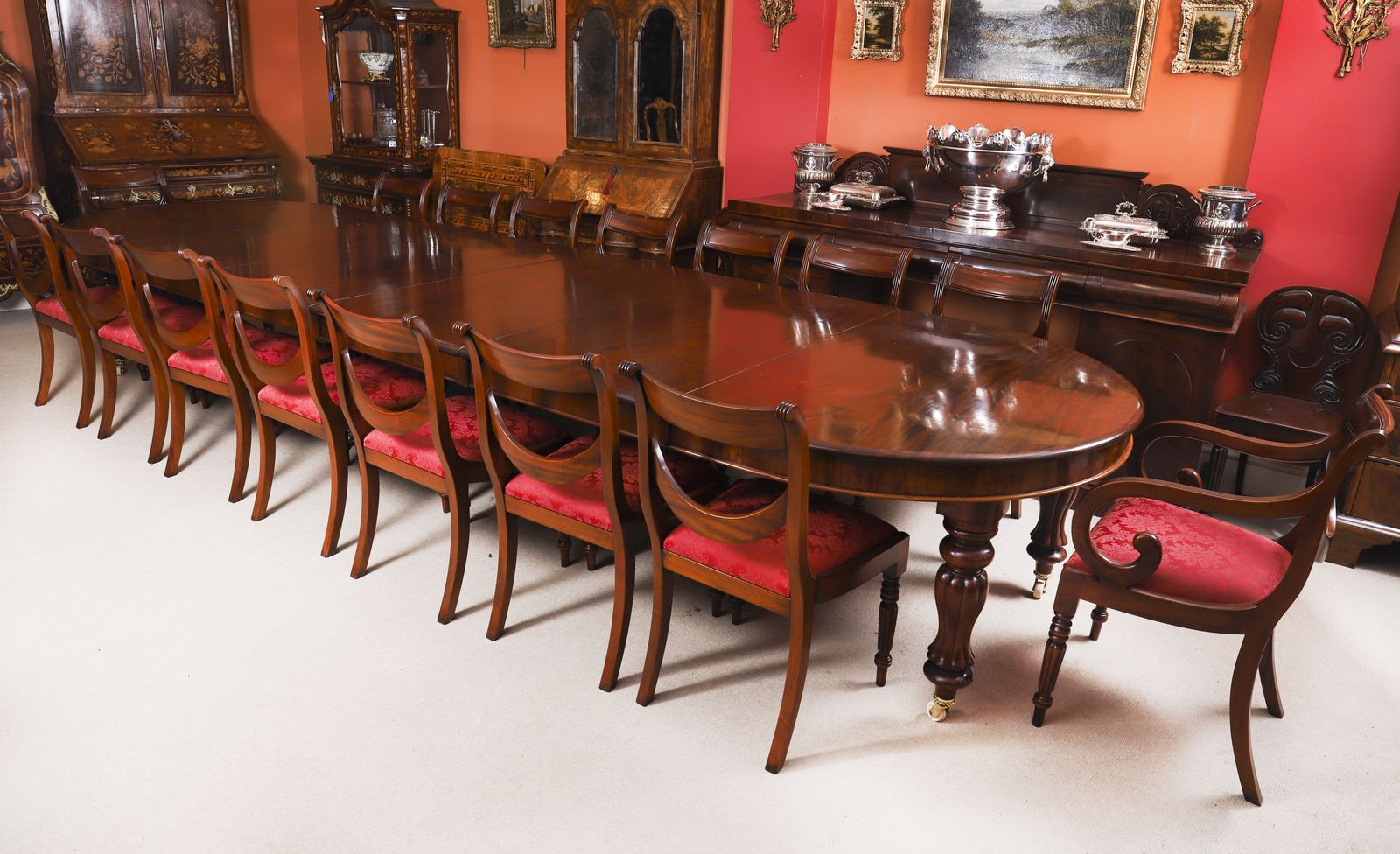 Antique 15ft George III Cuban Flame Mahogany Extending Dining Table Circa 1810 photo for sale