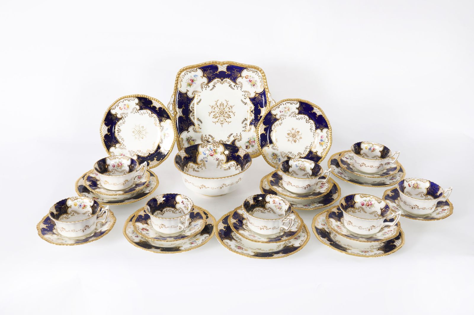 Antique Coalport "Bat Wing" Pattern Porcelain Tea Set Circa 1910