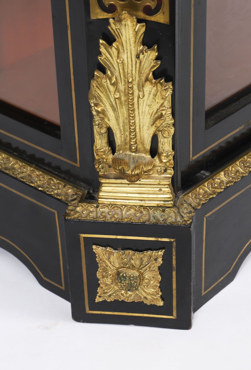 photo for sale Antique French Napoleon III Ebonized Boulle Pier Cabinet C.1860 19th C