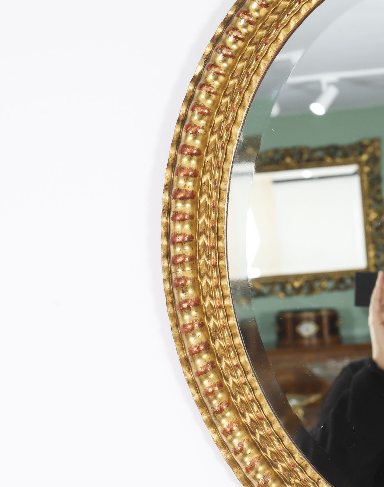 Pair French Rococo Oval Giltwood Mirrors 19th Century  58x49cm photo vinterior