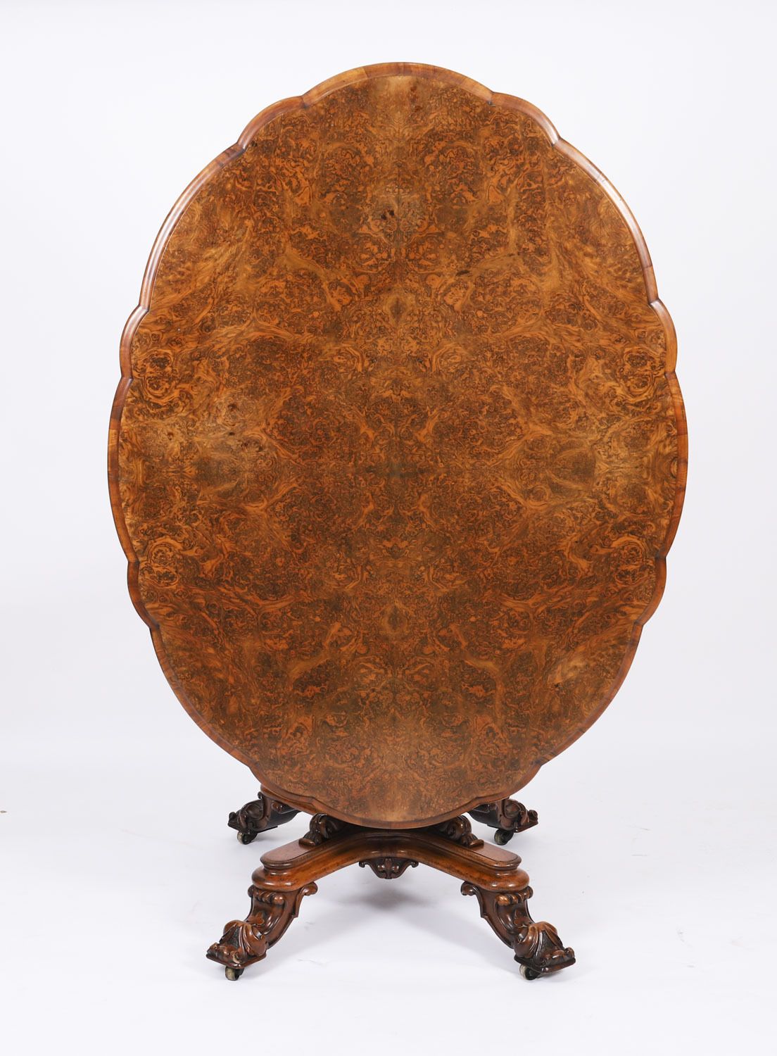 Antique Burr Walnut Oval Tilt Top Loo Dining Table Circa 1860 19th Century photo buy