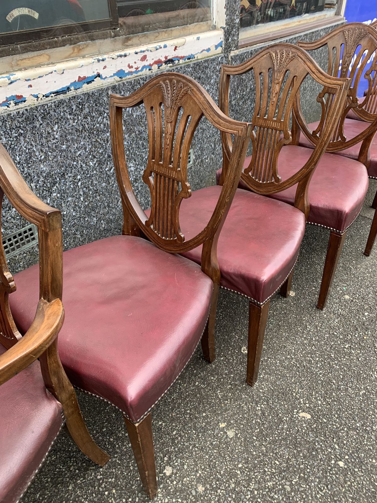 Set Of 8 Hepplewhite Style Dining Chairs 6 Chairs 2 Carvers photo vintage