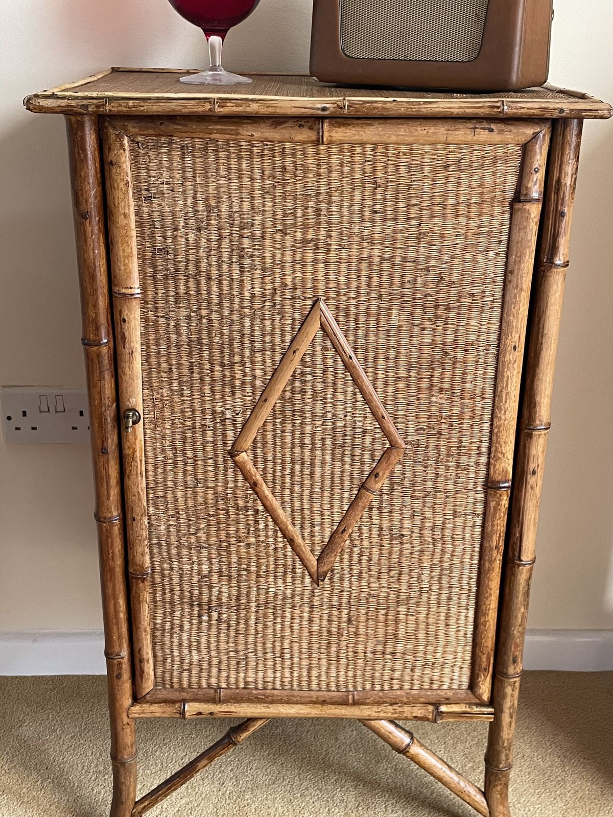 Bamboo And Rattan Early 20th Century Cabinet Oriental Chinoiserie