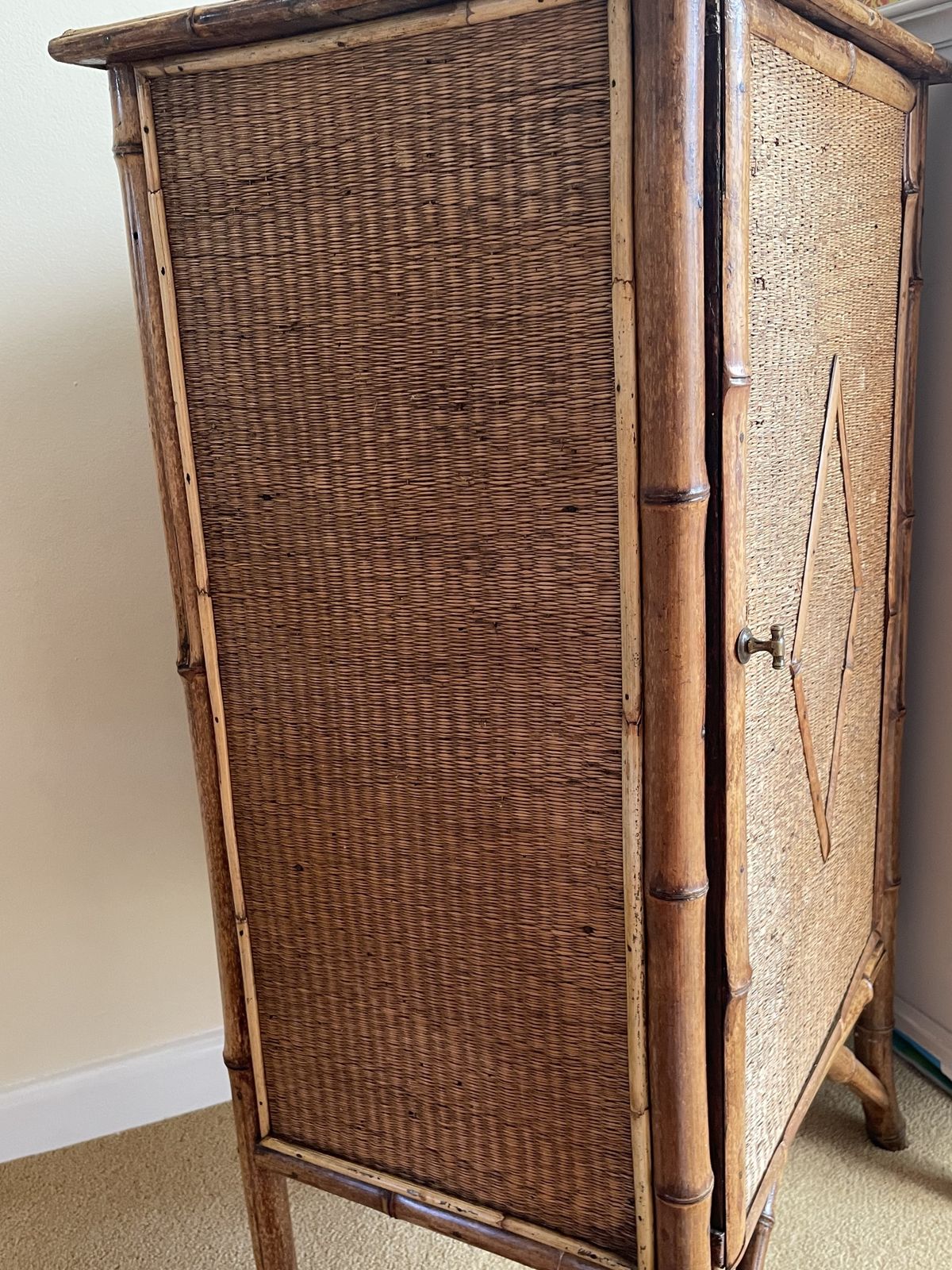 Bamboo And Rattan Early 20th Century Cabinet Oriental Chinoiserie photo furniture