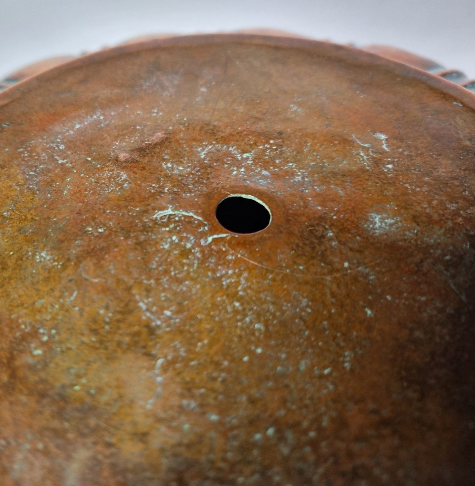 photo furniture Antique Copper Planter  Jardinière Bowl Ornate Reppouse Gadrooned  Drainage Hole
