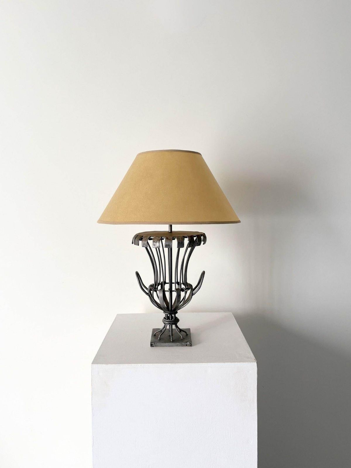 Caged Metal Urn Table Lamp, French Vintage