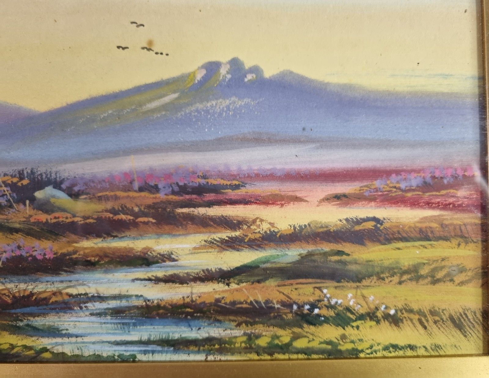 Early 20th Century Gouache Watercolour Painting Landscape Framed  By J. Monti photo vinterior