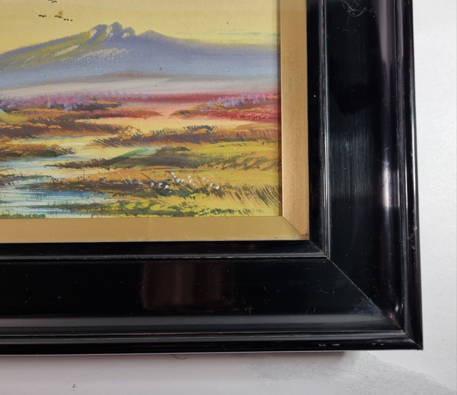 photo vinterior Early 20th Century Gouache Watercolour Painting Landscape Framed  By J. Monti